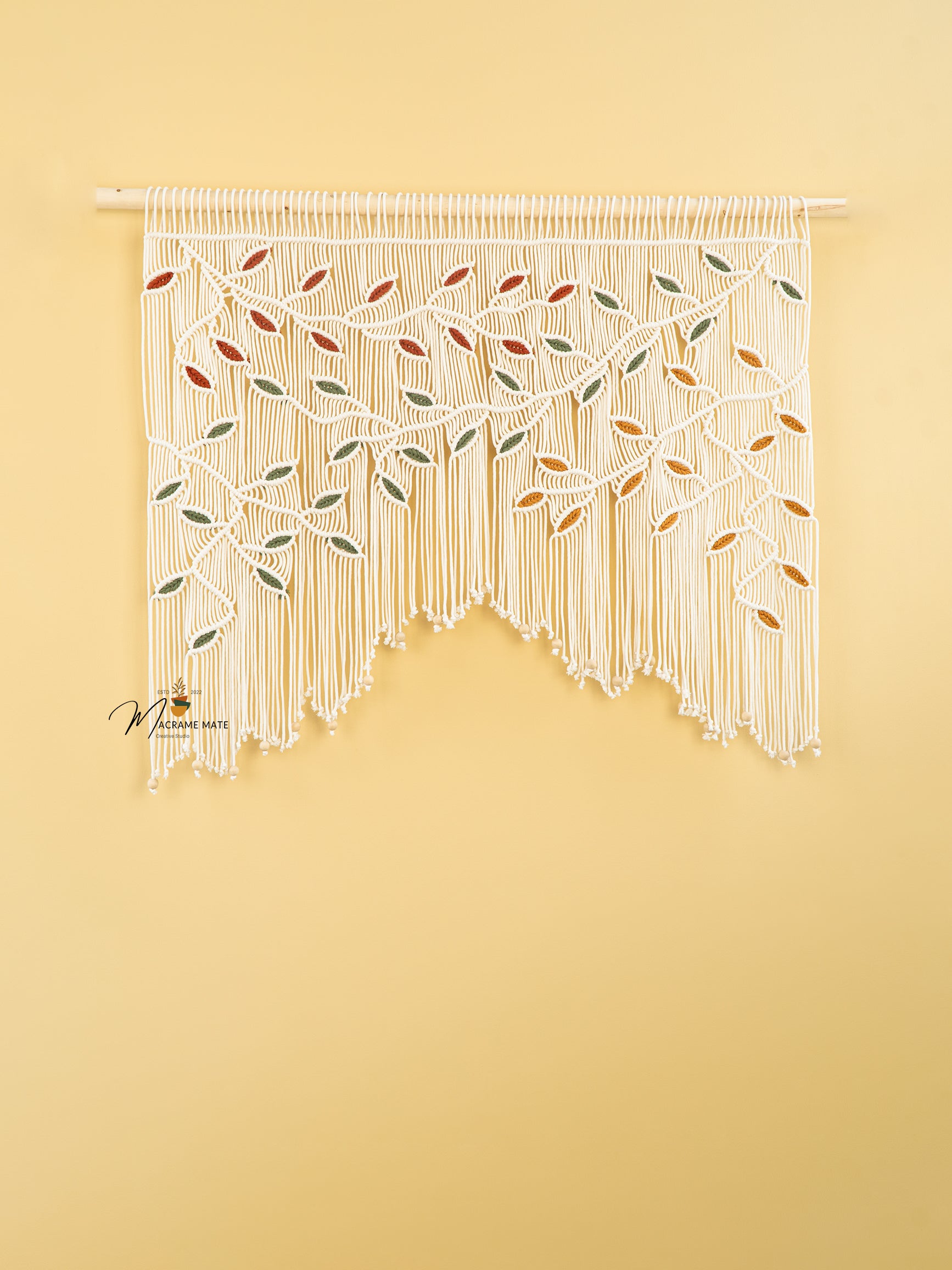 Macrame curtain decor, ideal for boho or contemporary spaces