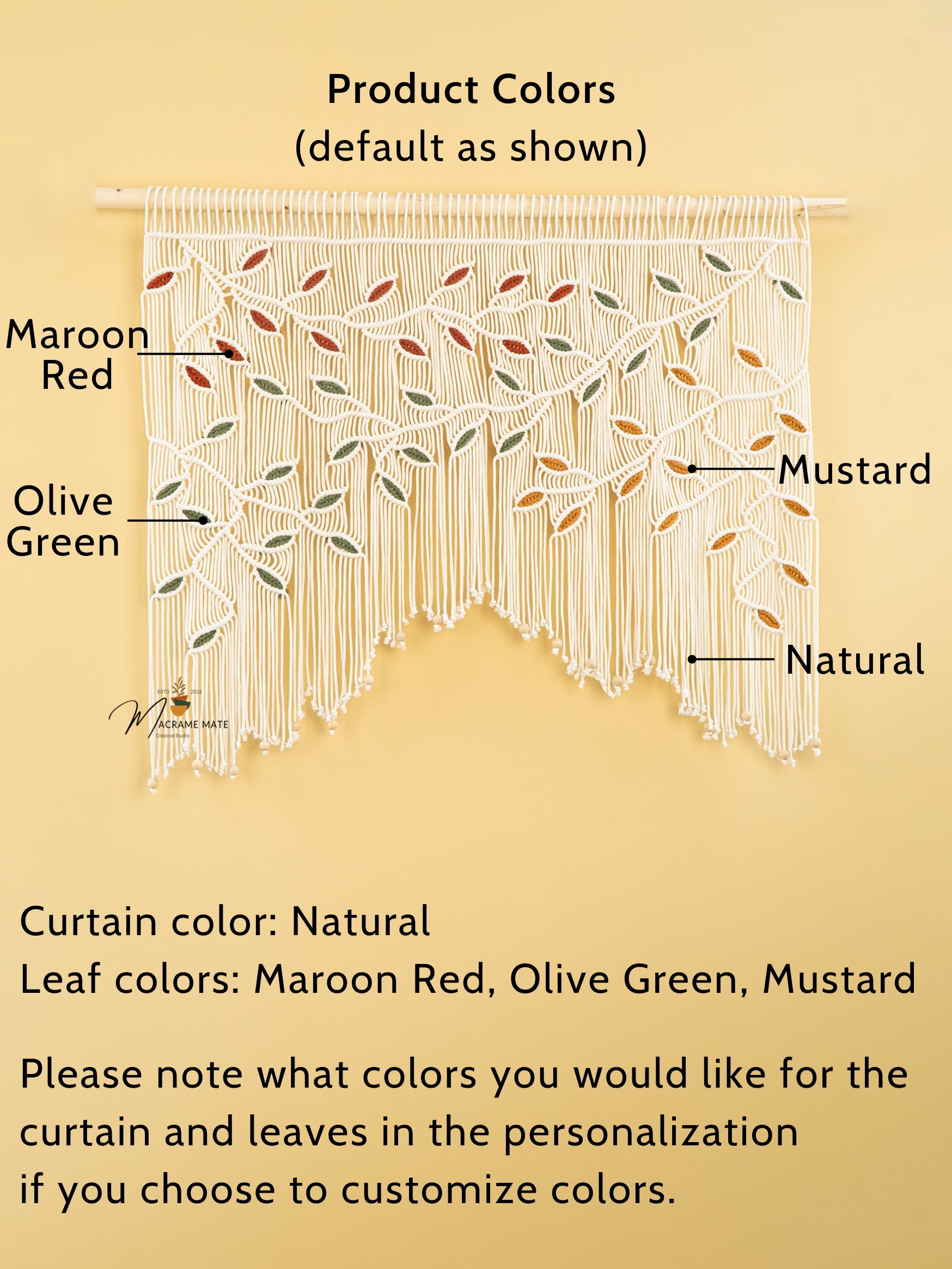 Handcrafted macrame curtain, ideal for modern or rustic spaces