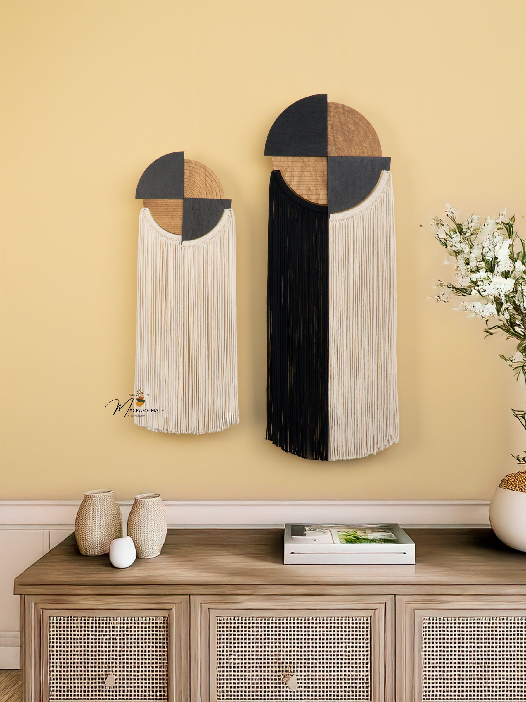 Fiber macrame wall art a stunning addition to boho inspired or natural decor themes