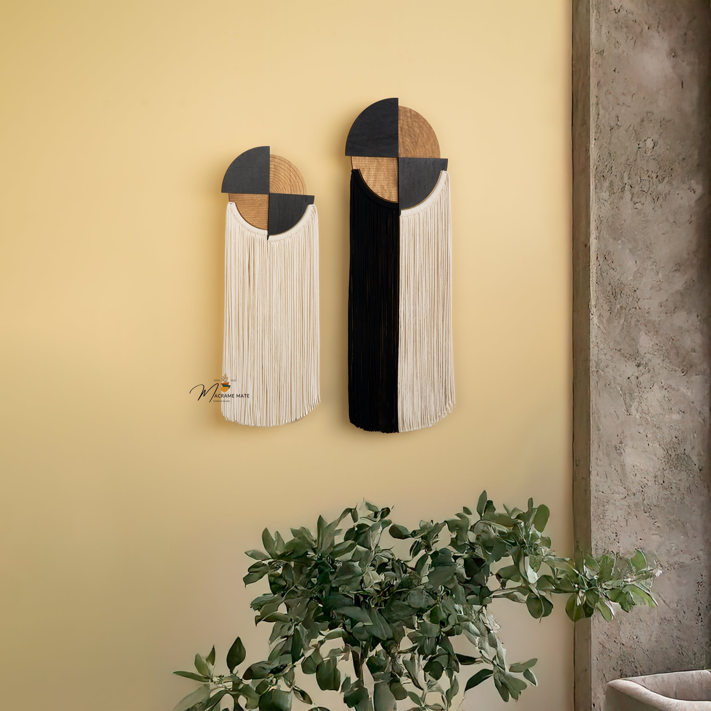 Macrame fiber wall decor perfect for creating a cozy and inviting atmosphere in any room