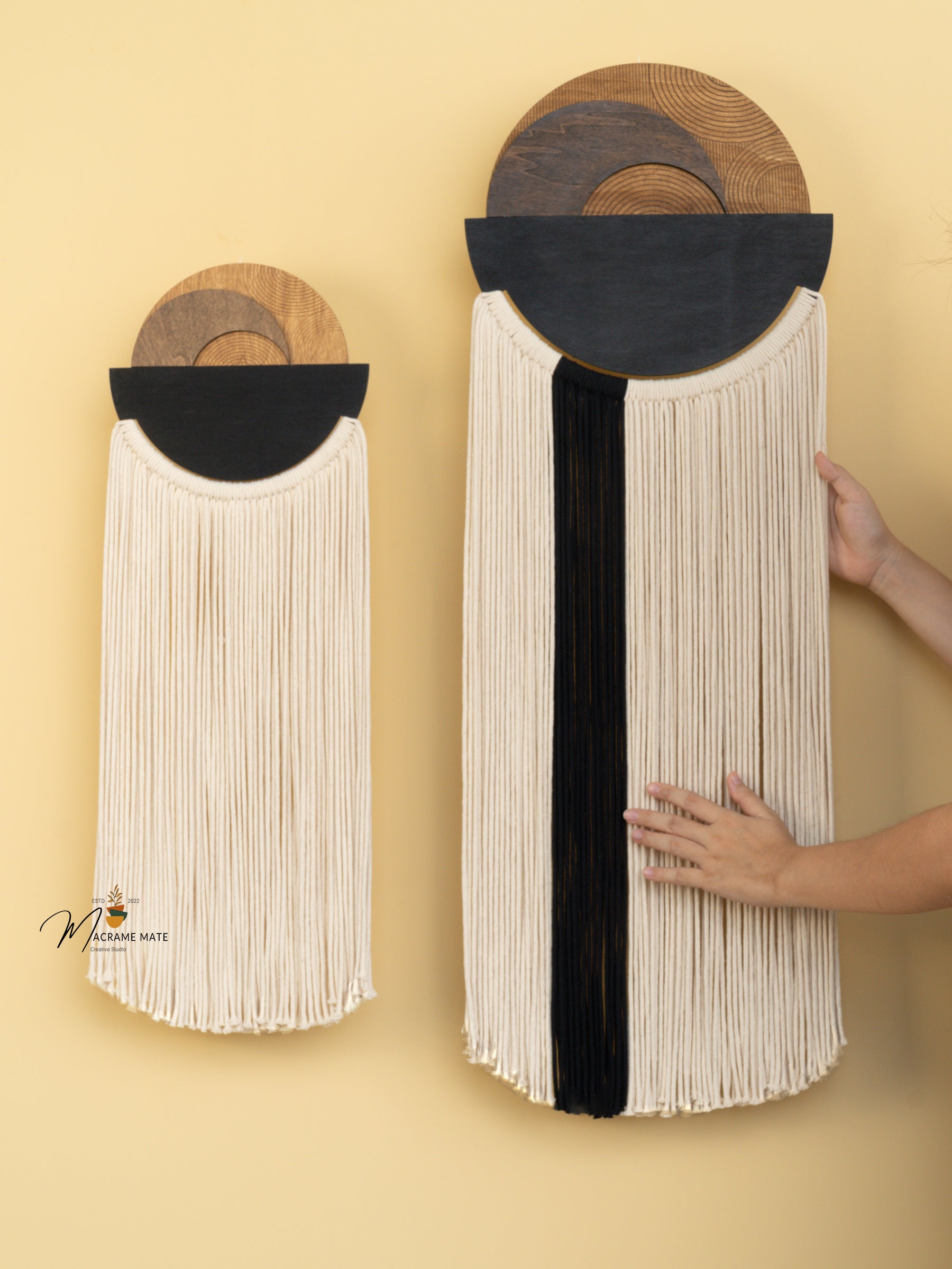 Fiber macrame wall hanging perfect for filling blank walls in neutral or earthy decor