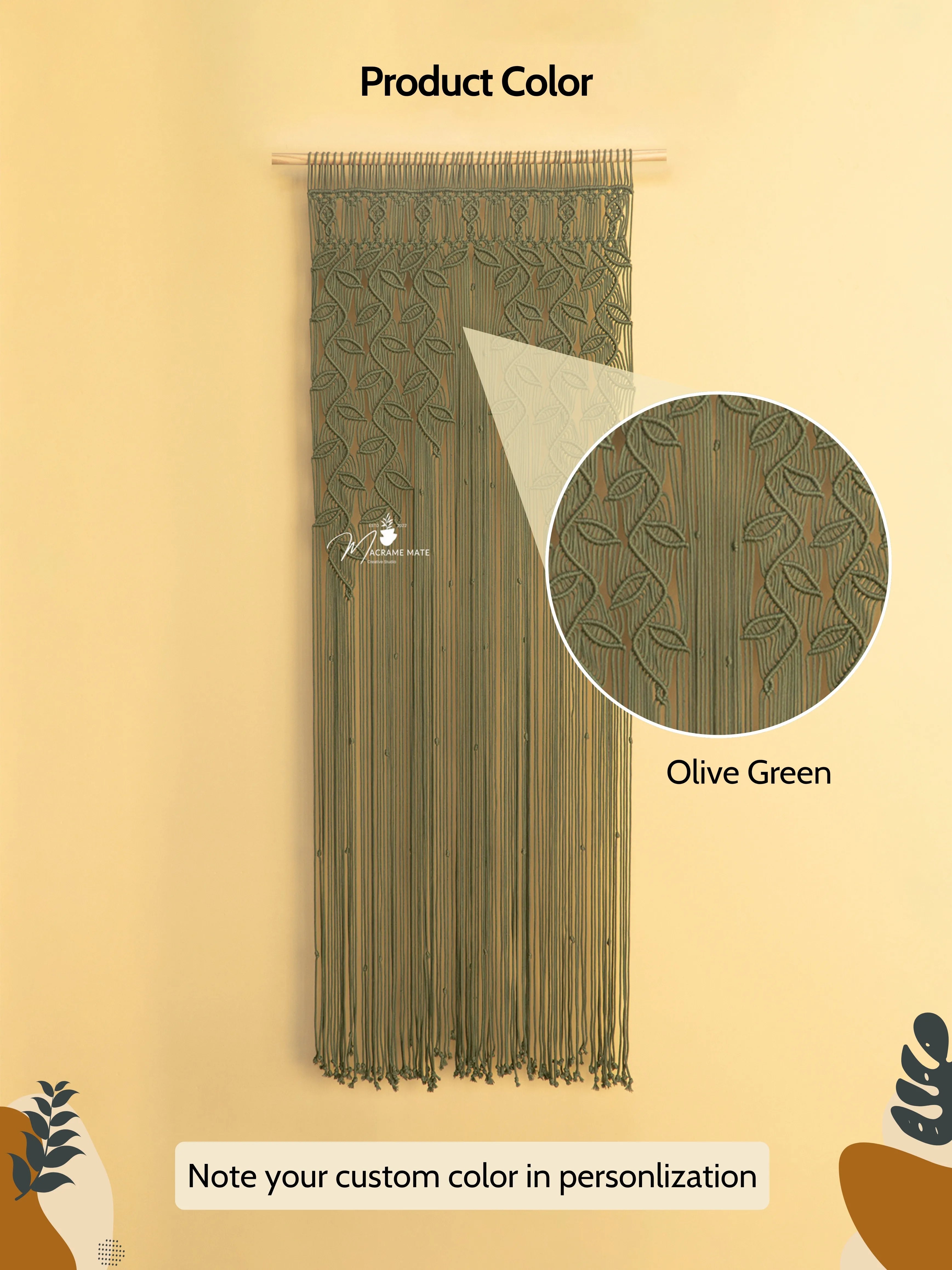 Olive green textured product with a close-up detail on a beige background