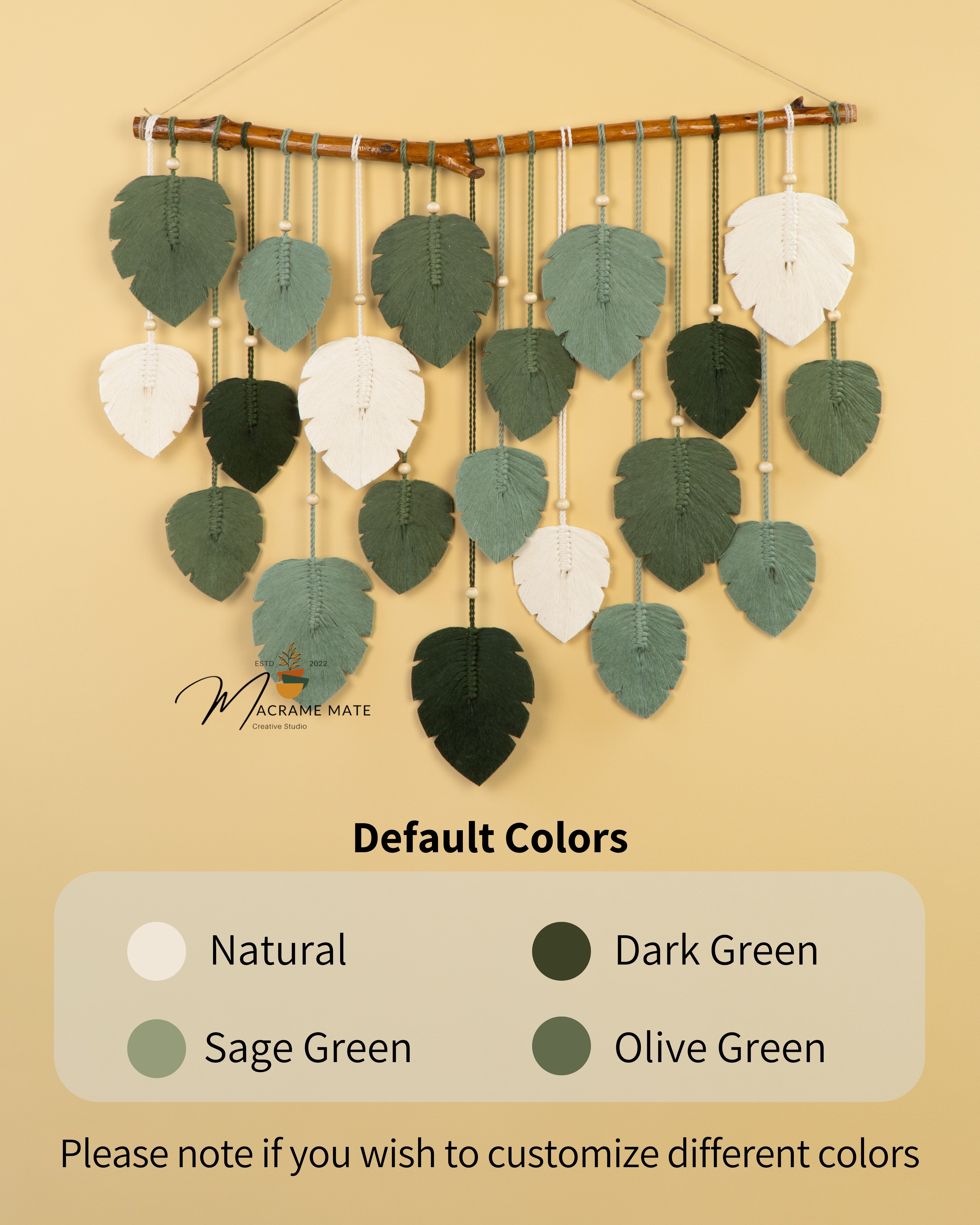 Macrame leaf wall decor, ideal for minimalist or natural homes