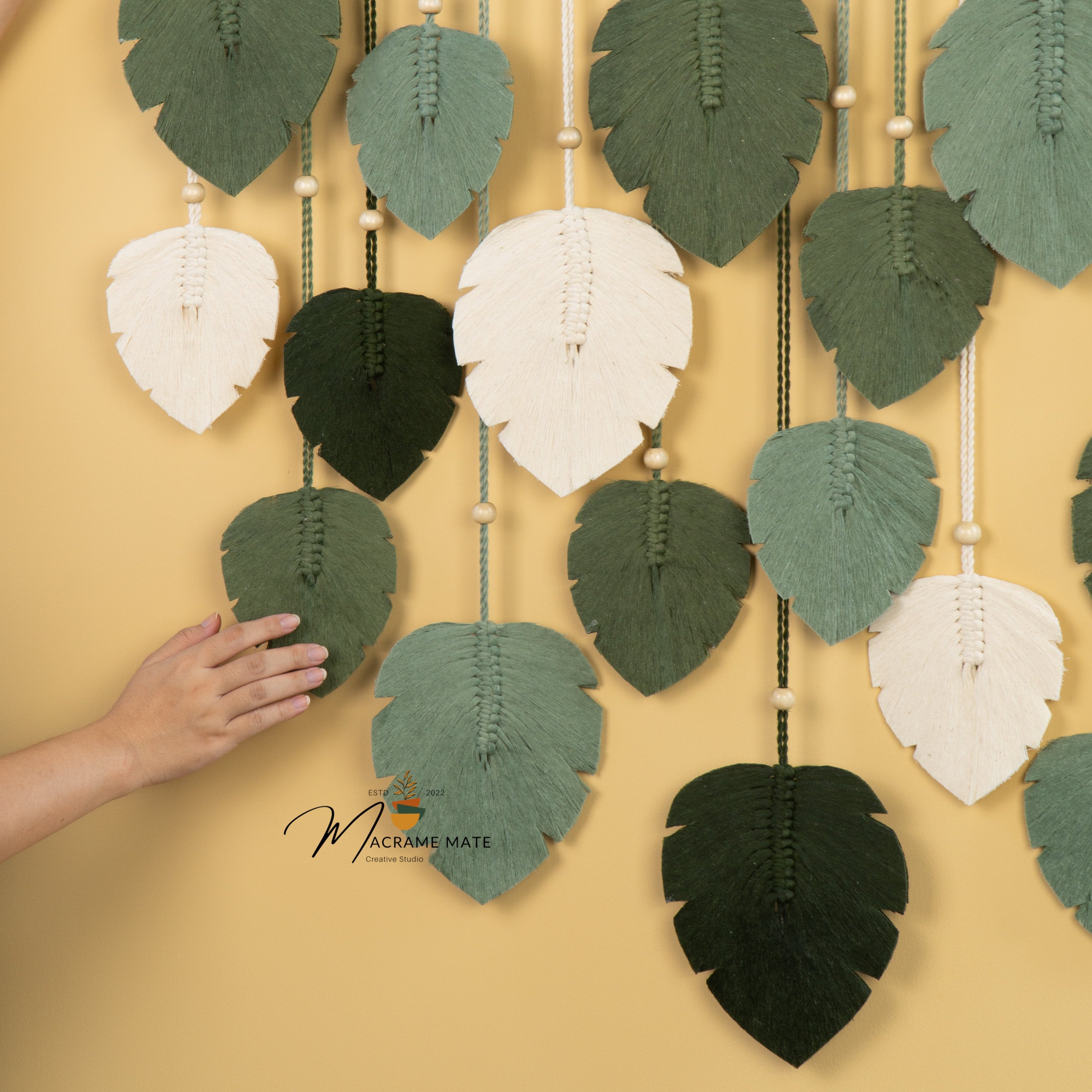 Macrame leaf wall hanging, great for modern or rustic interiors