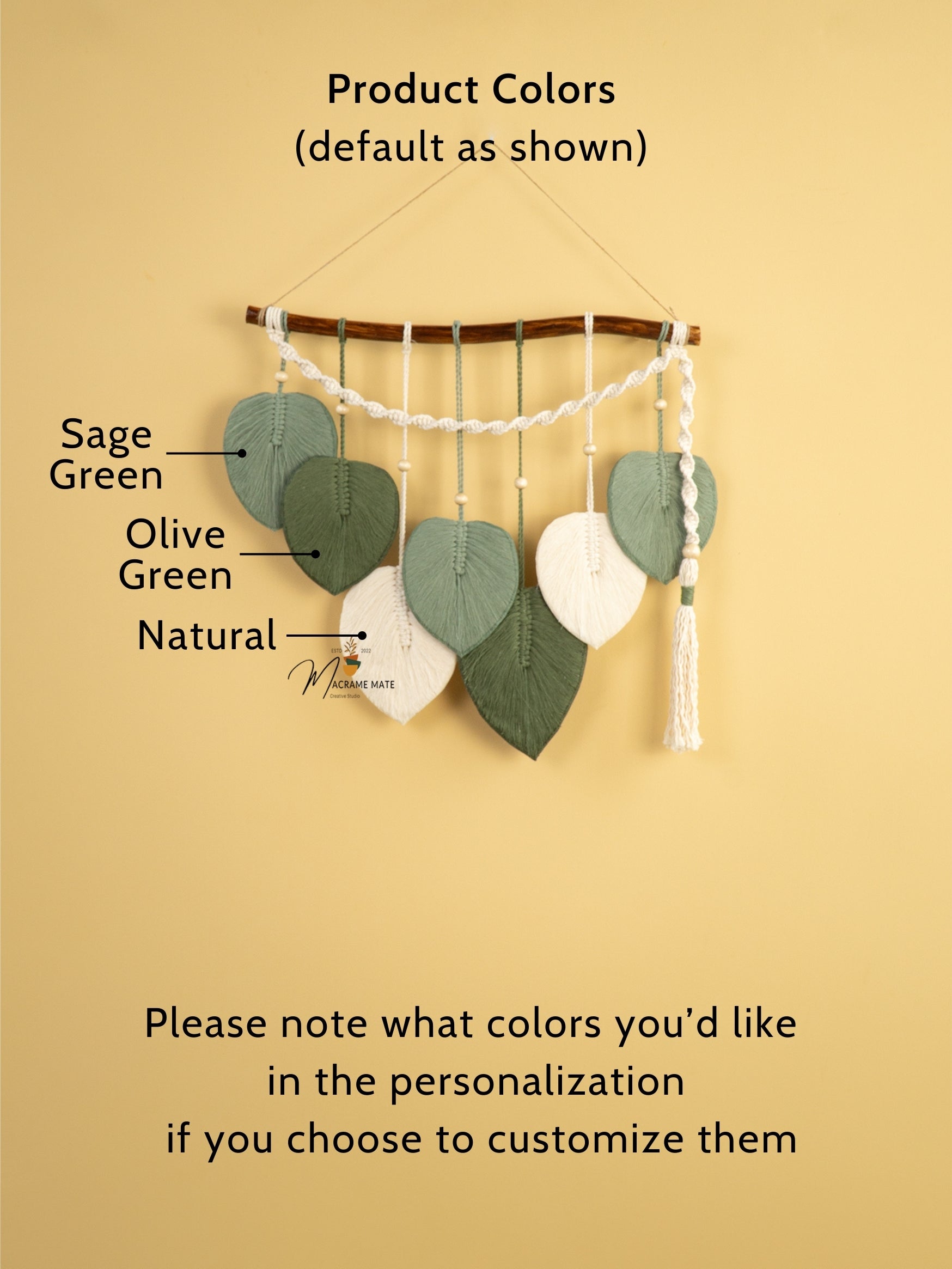 Natural macrame leaf, fits in boho or contemporary spaces