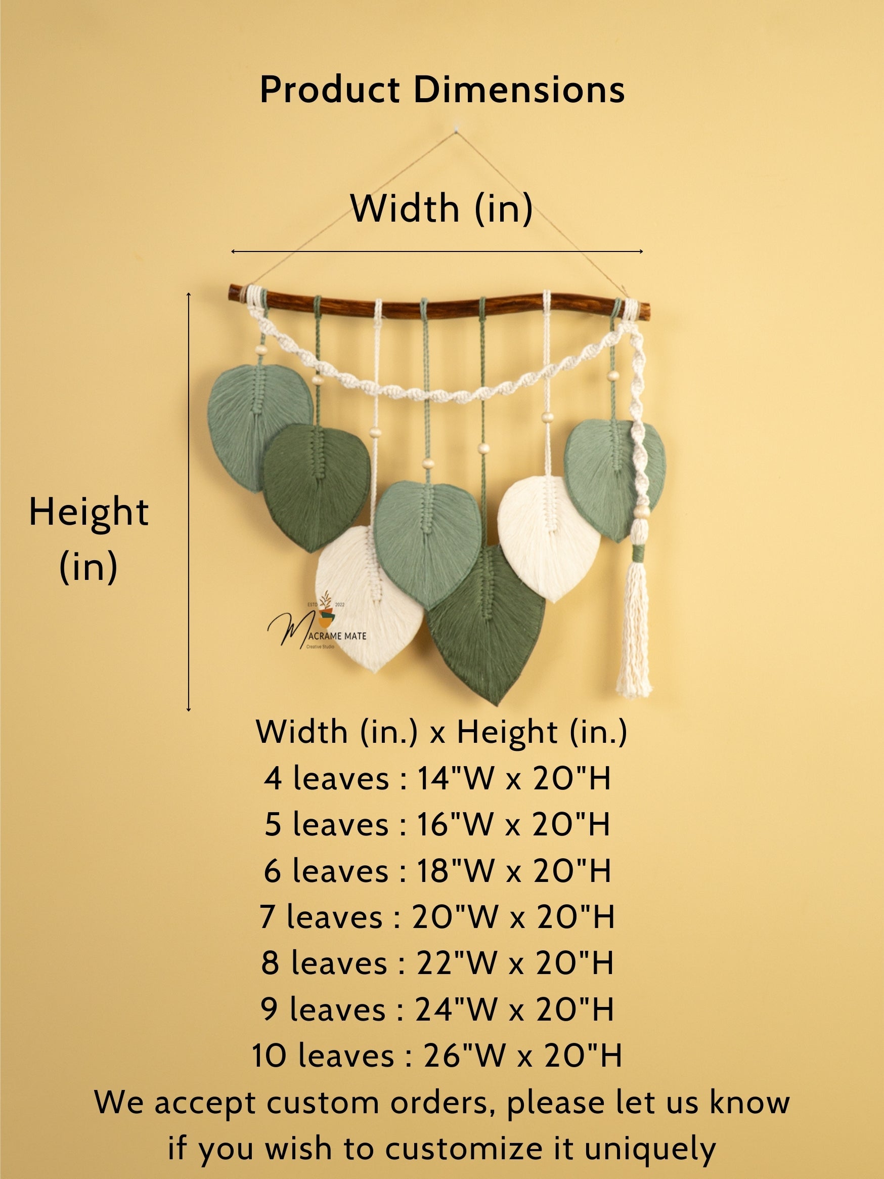 Handcrafted macrame leaf wall art, great for minimalist rooms