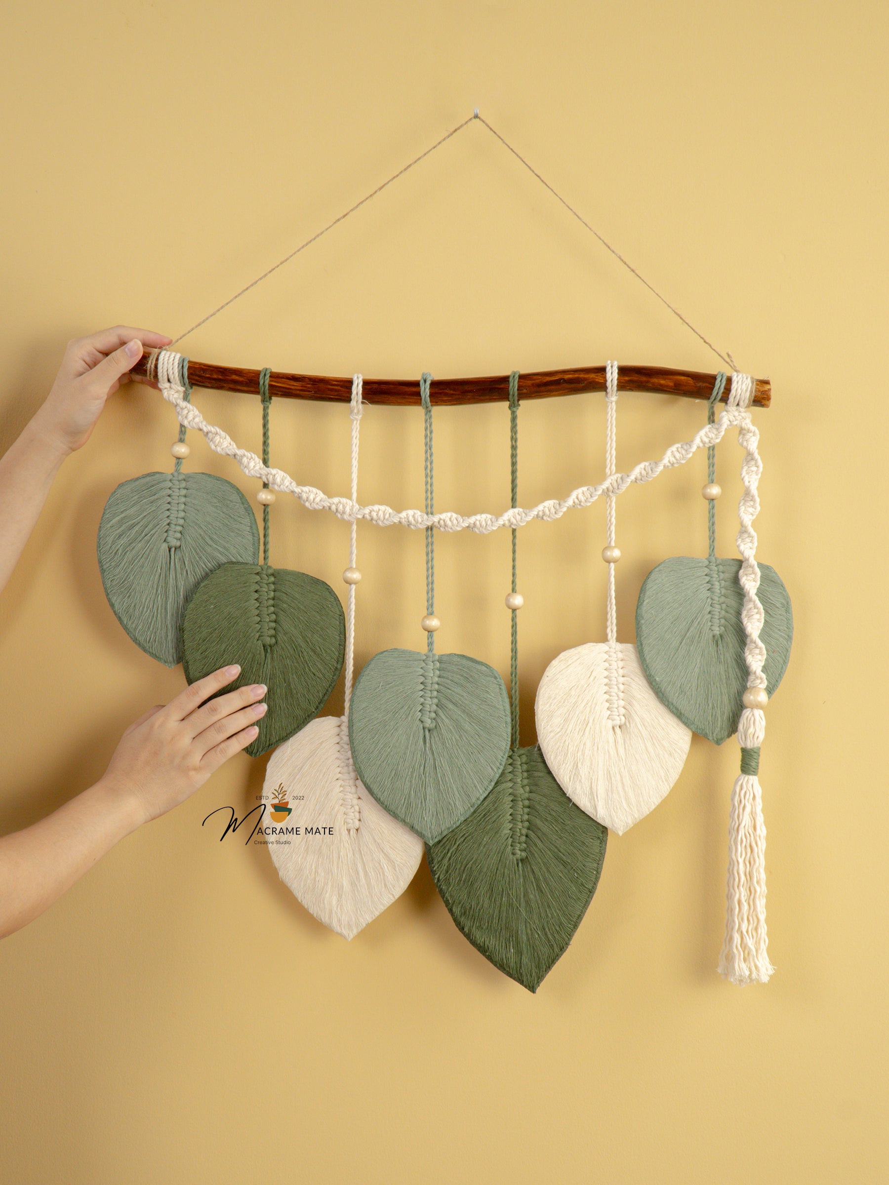 Handcrafted macrame leaf art, perfect for natural or boho decor