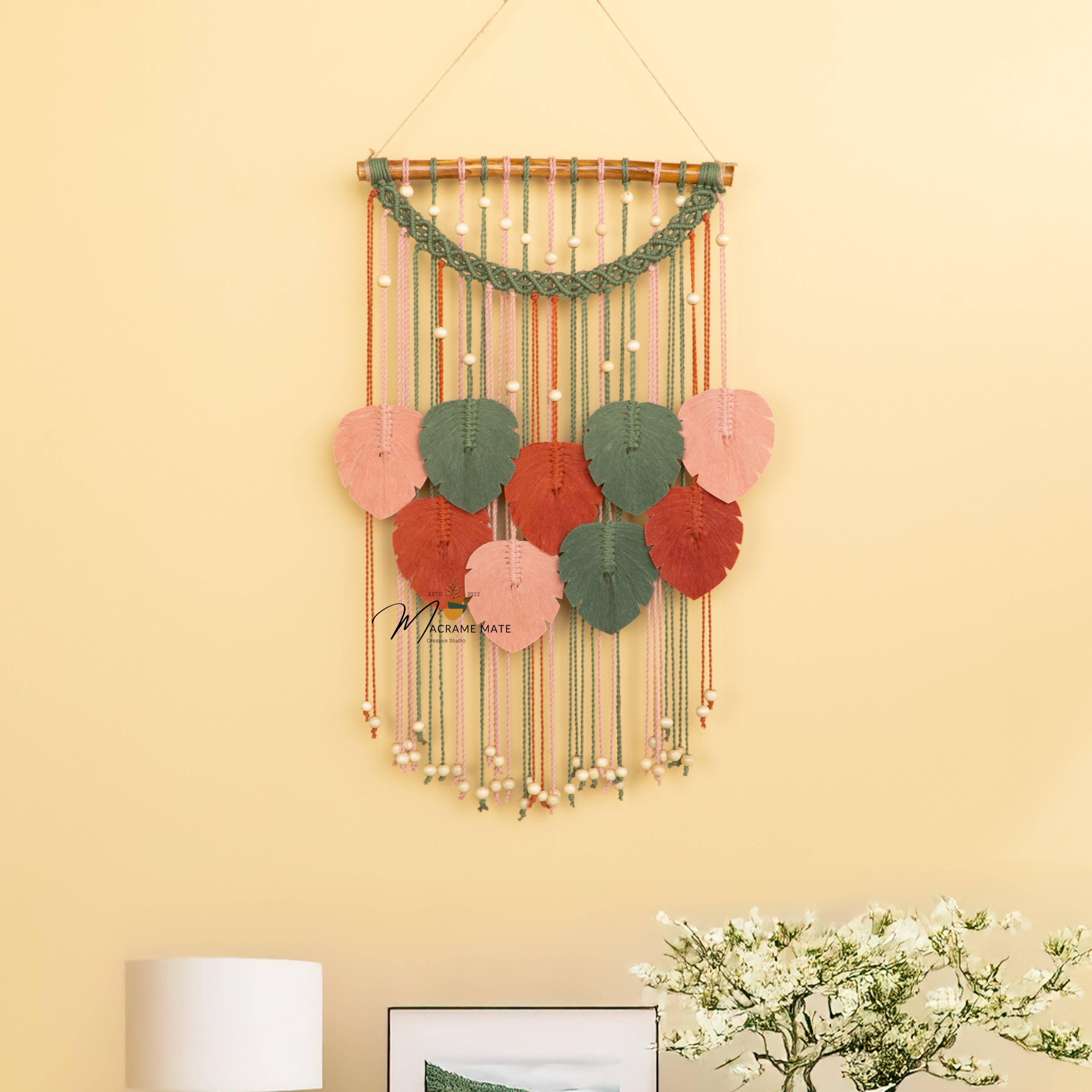Handcrafted macrame leaf, perfect for minimalist or natural rooms