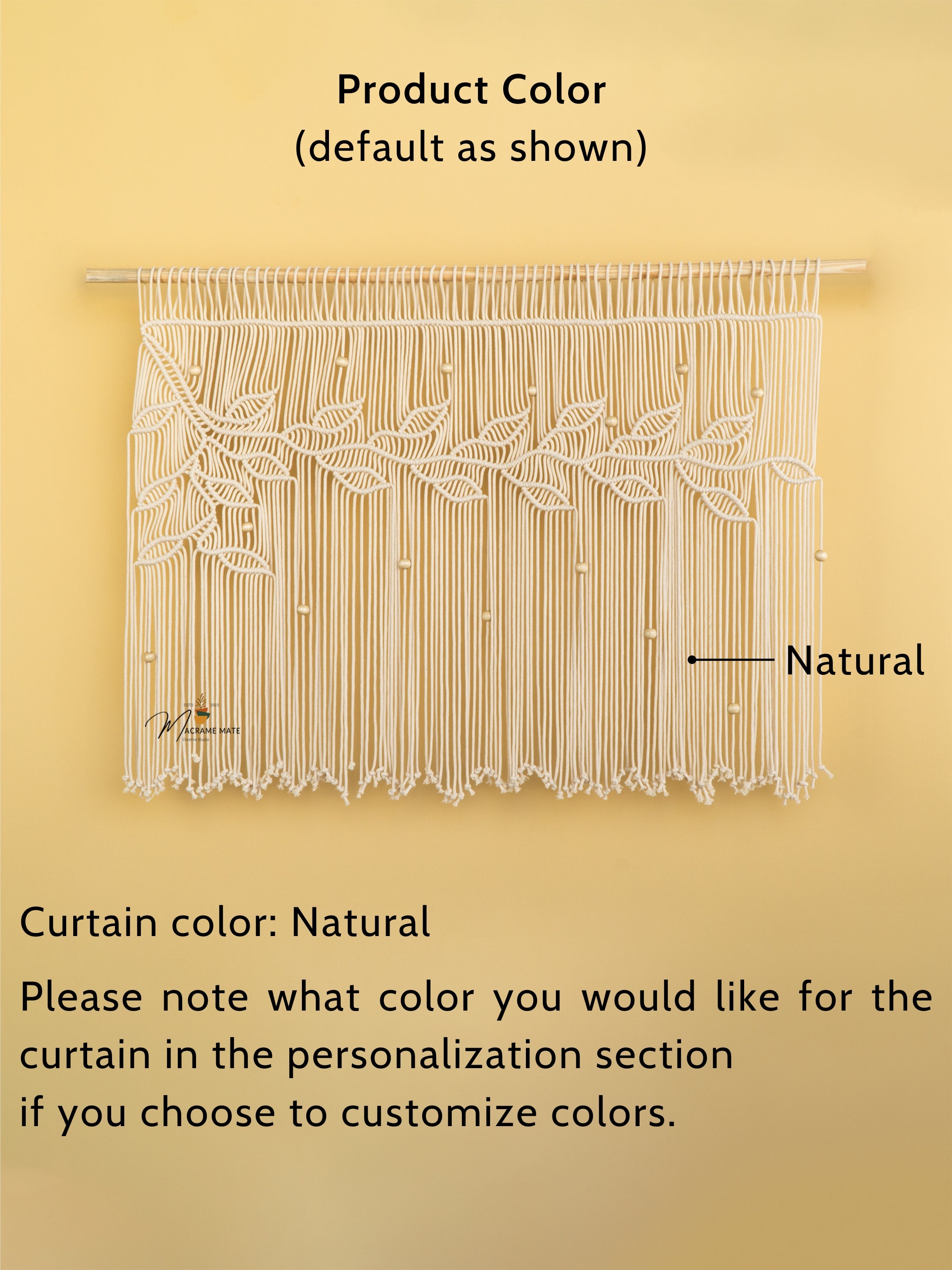 Macrame curtain decor, great for natural or boho-inspired homes