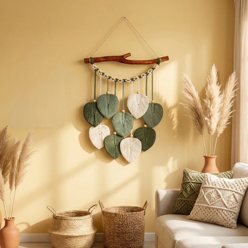 Macrame Leaf Hangings