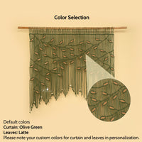 Decorative curtain with leaf pattern on a beige background