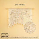 Decorative curtain with leaf pattern on a beige background