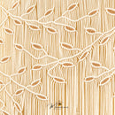 Textured pattern with wooden stick design on a beige background, featuring a brand logo.