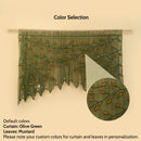 Decorative curtain with leaf pattern on a beige background