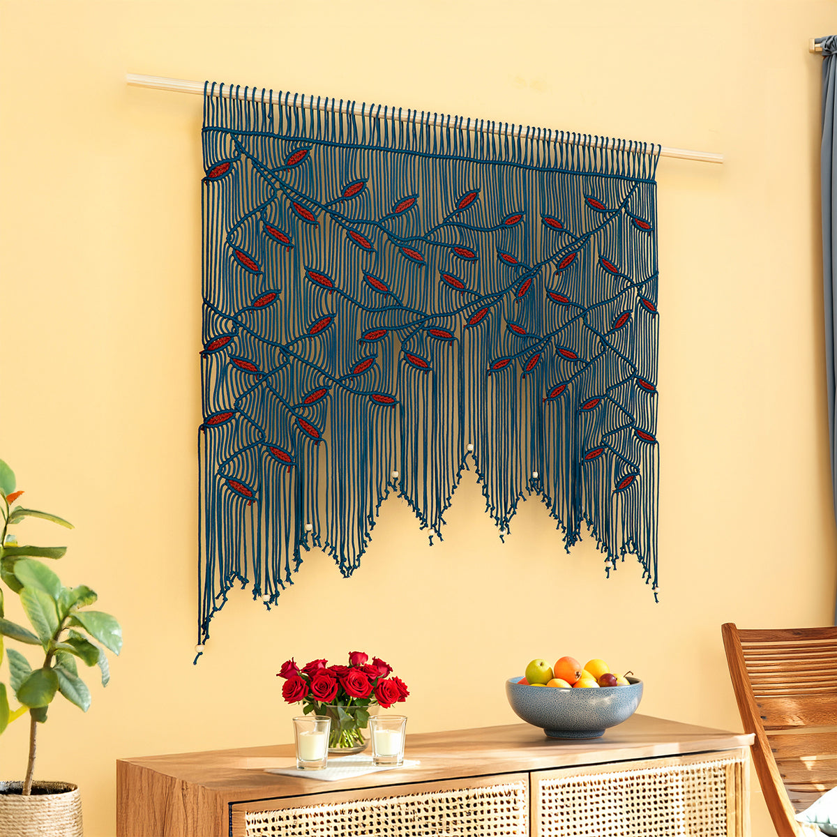 Aura Peacock Terracotta Macrame Window Curtain