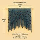 Measurement chart for a decorative wall hanging with dimensions labeled.