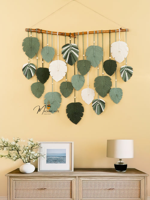 Boho-inspired macrame leaf, perfect for minimalist homes    
