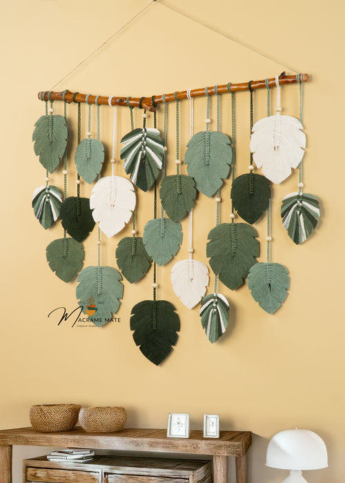Boho-inspired macrame leaf, perfect for minimalist homes    
