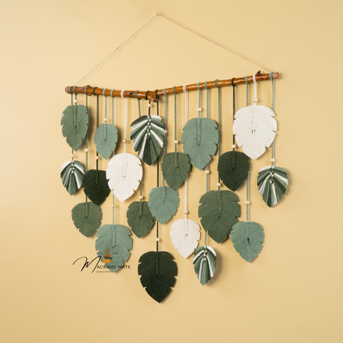 Natural macrame leaf, fits in boho or contemporary spaces      
