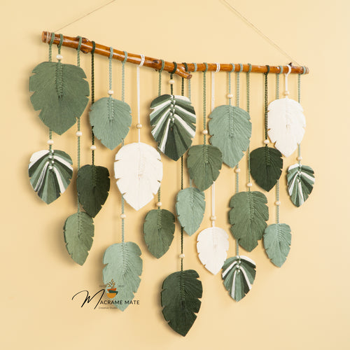 Handcrafted macrame leaf, perfect for minimalist or natural rooms    
