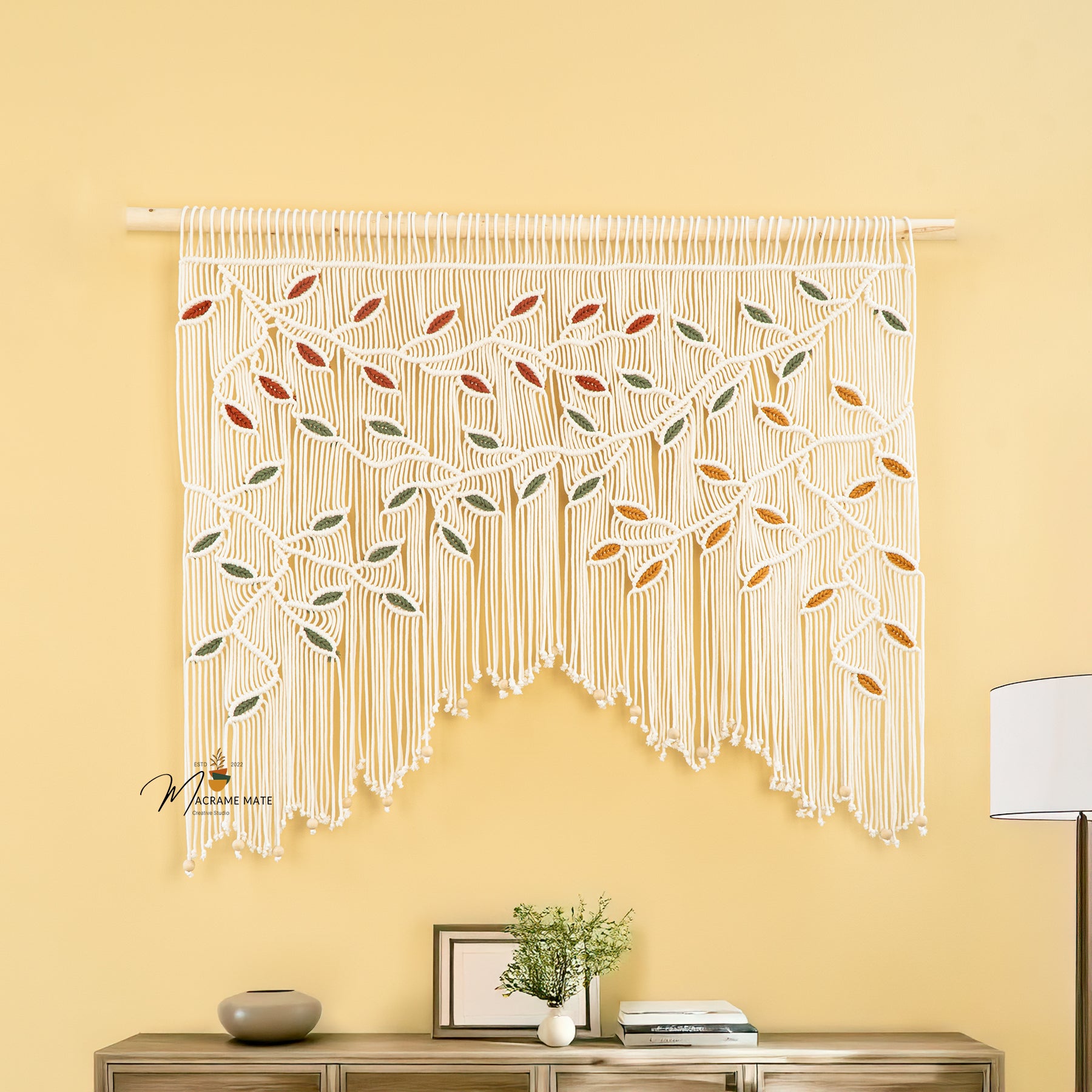 Ethereal Macrame Leaf Curtain Wall Hanging