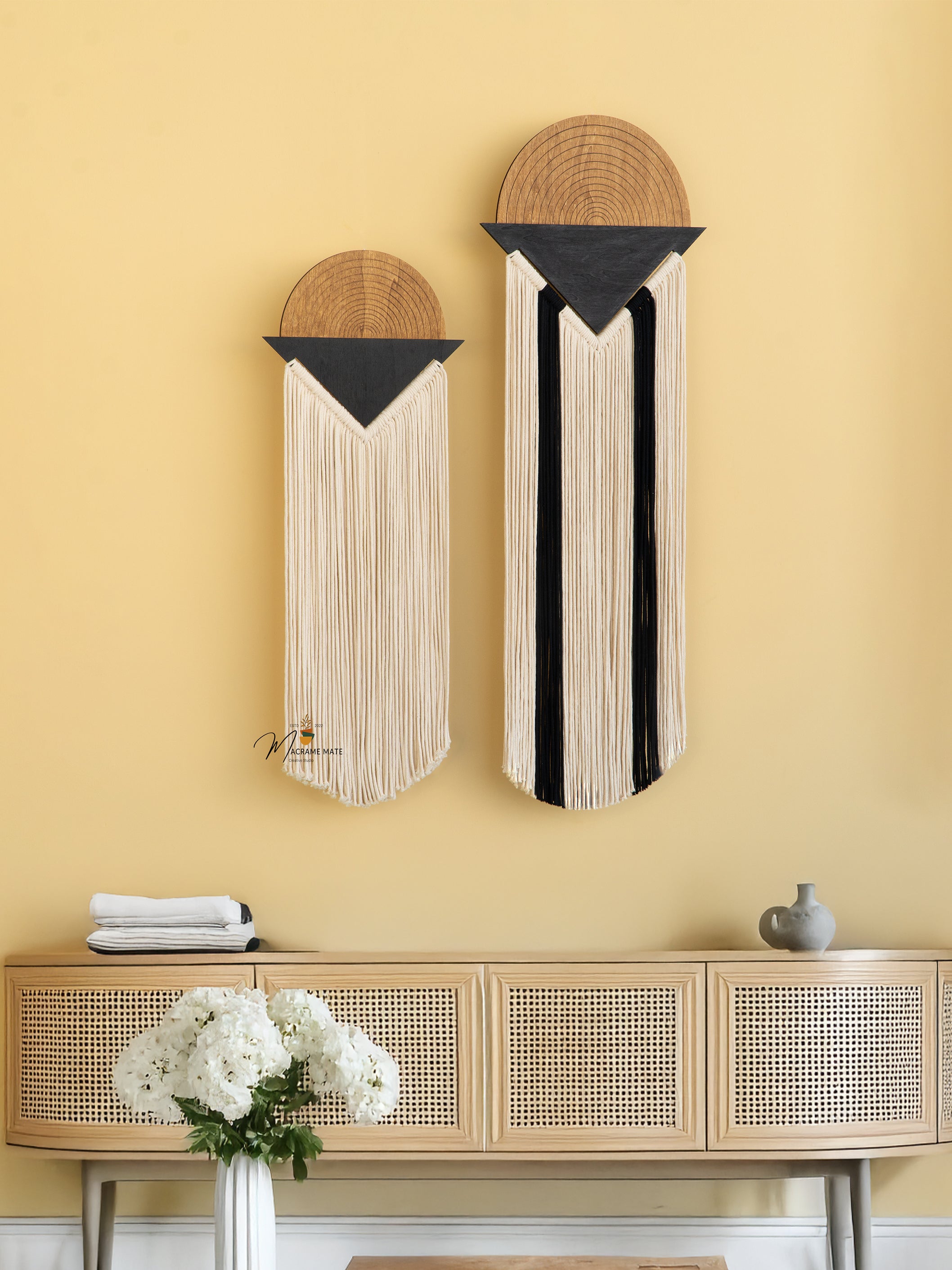 Macrame fiber wall decor a stunning choice for rustic or contemporary home designs

