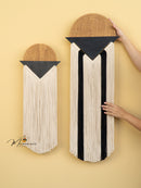 Natural macrame fiber wall hanging ideal for minimalist or earthy spaces adding warmth and charm
