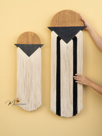 Natural macrame fiber wall hanging ideal for minimalist or earthy spaces adding warmth and charm
