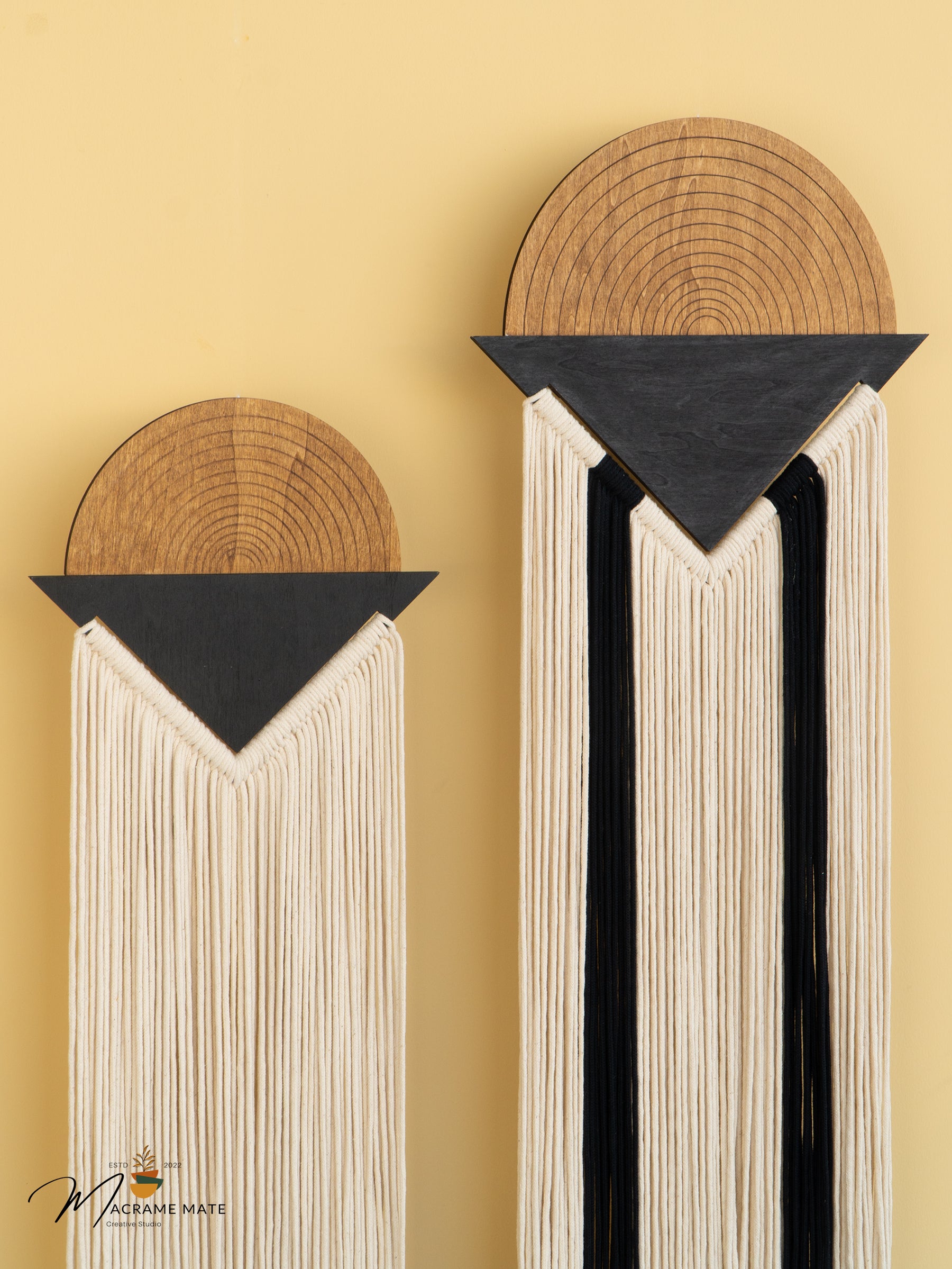 Modern macrame fiber wall decor perfect for neutral interiors looking for an artistic focal point
