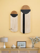 Natural macrame fiber wall hanging ideal for minimalist or earthy spaces adding warmth and charm
