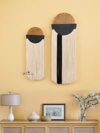 Natural macrame fiber wall hanging ideal for minimalist or earthy spaces adding warmth and charm
