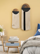 Handmade macrame fiber wall art a great addition to minimalist or cozy spaces for a touch of elegance
