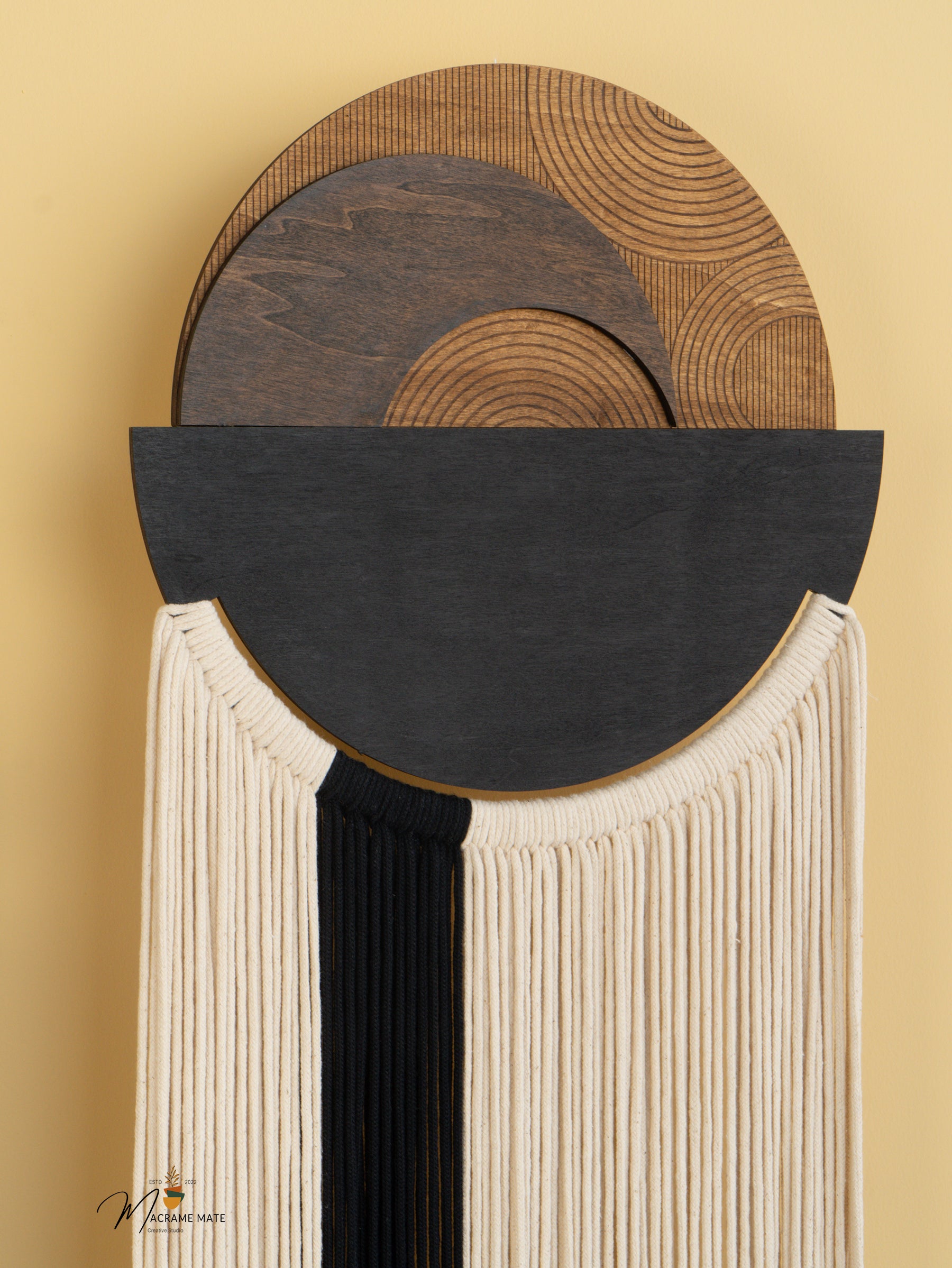 Boho inspired fiber macrame wall decor ideal for adding charm and warmth to any space
