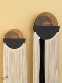 Stylish fiber wall art from macrame perfect for boho inspired or neutral decor themes
