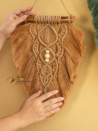 Boho macrame leaf hanging, ideal for earthy or minimalist decor    
