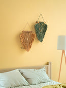 Handcrafted macrame leaf, perfect for minimalist or natural rooms    
