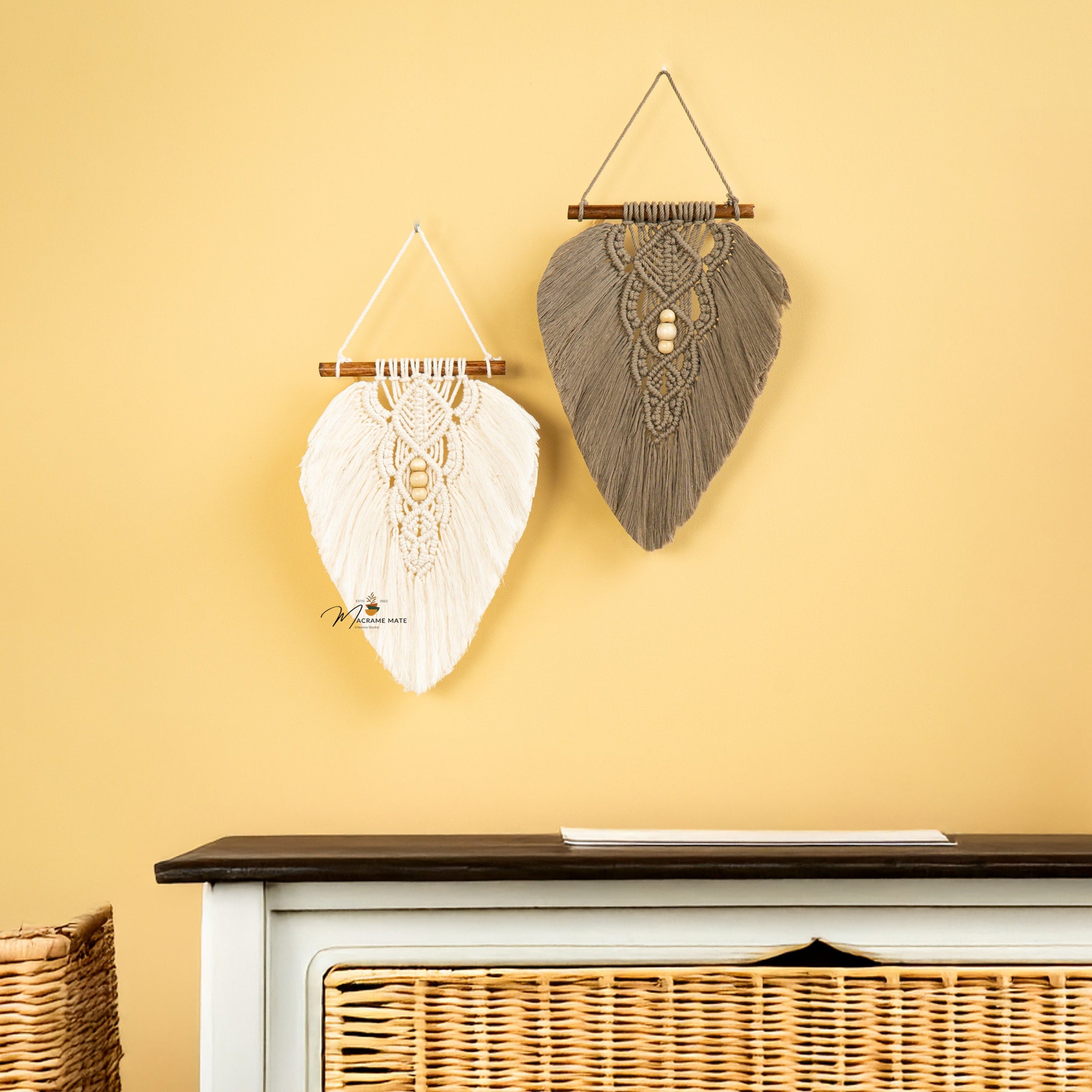 Rustic Macrame Leaf Hanging