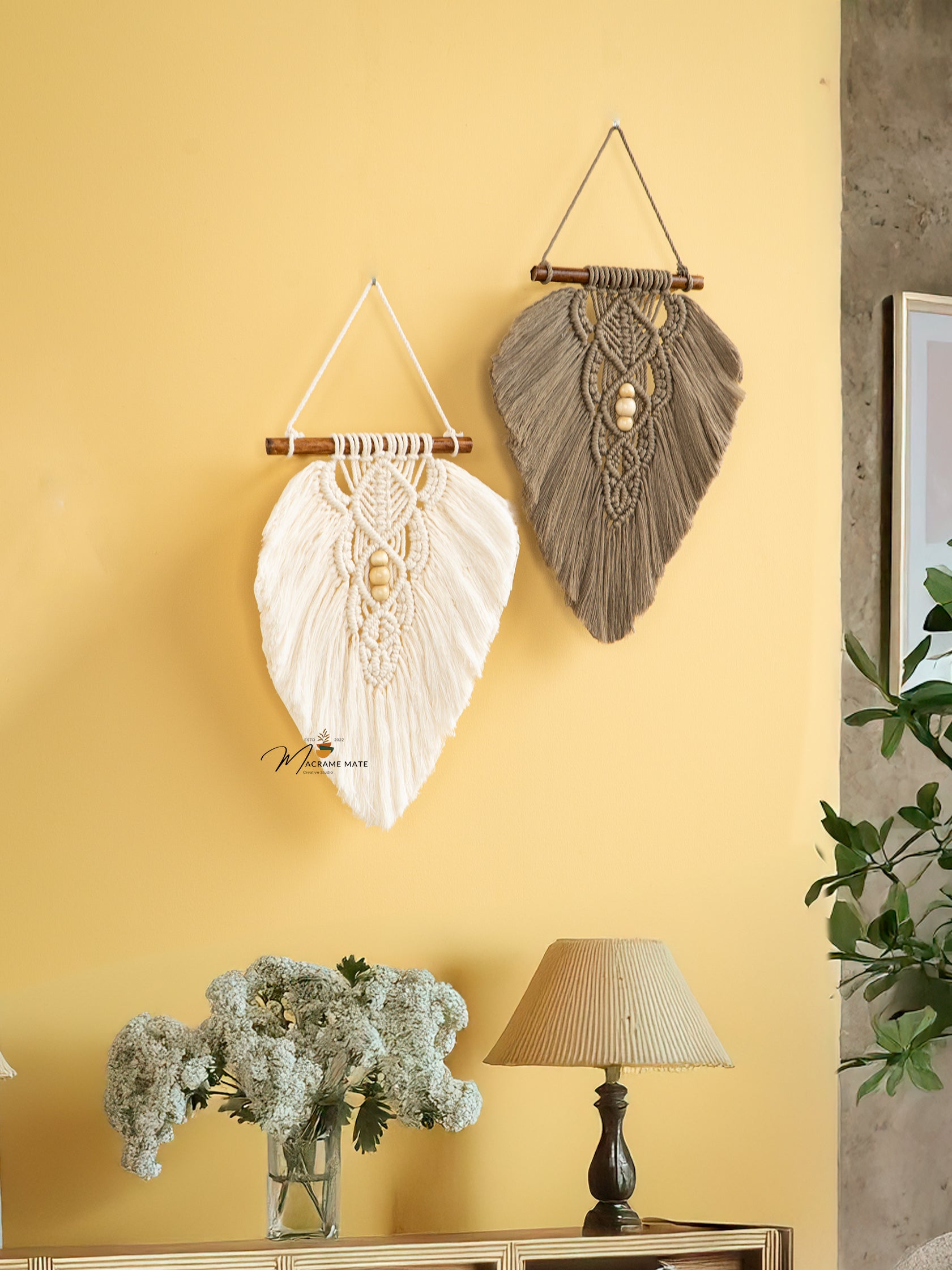 Rustic Macrame Leaf Hanging