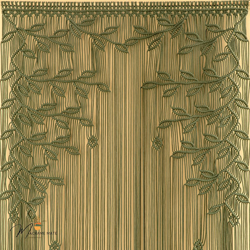 Decorative fabric swatch with leaf pattern on a beige background