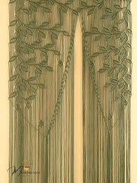 Decorative design with vertical lines and leaf patterns on a beige background