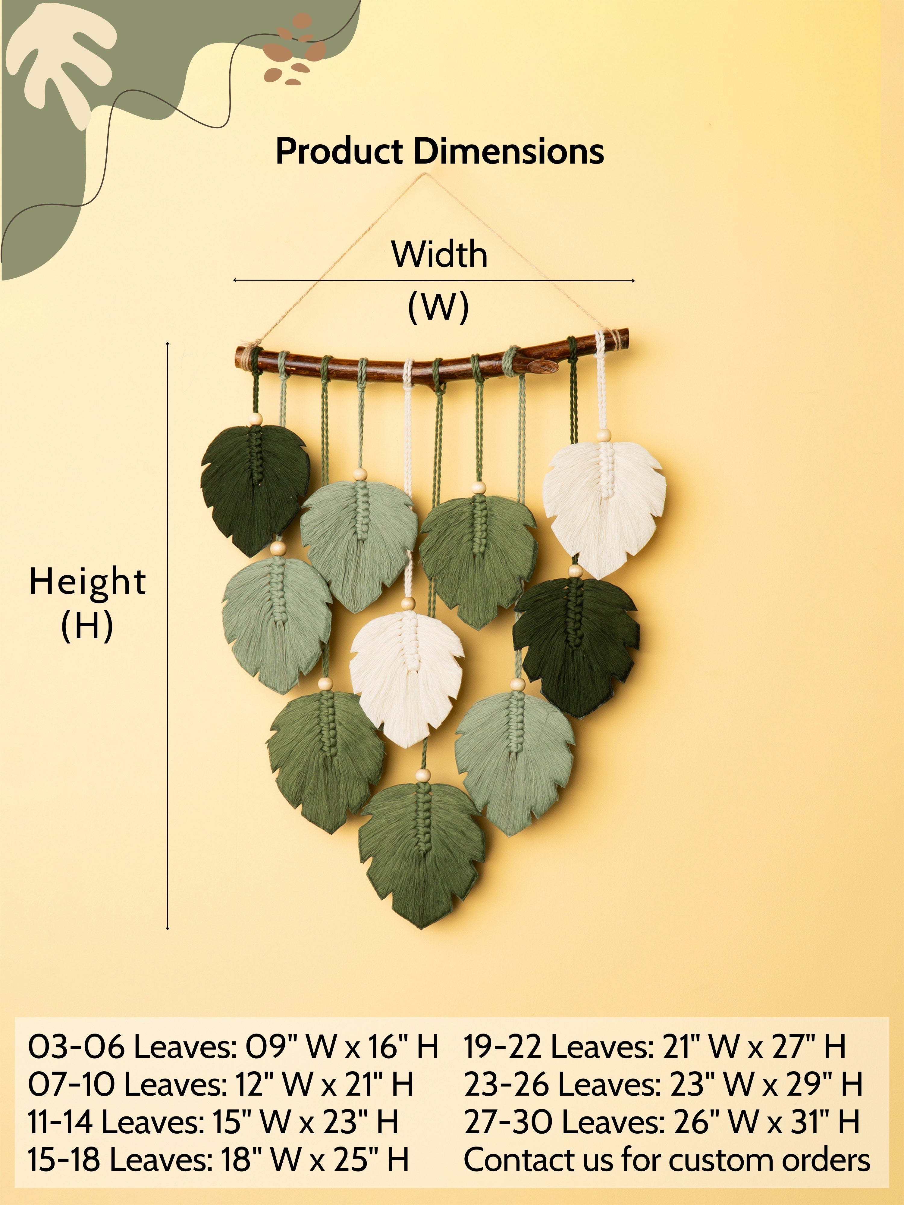 Eden Green Monstera Macrame Leaves