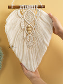 Boho macrame leaf hanging, ideal for cozy, minimalist homes    
