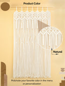 Macrame wall hanging with natural color on a beige background