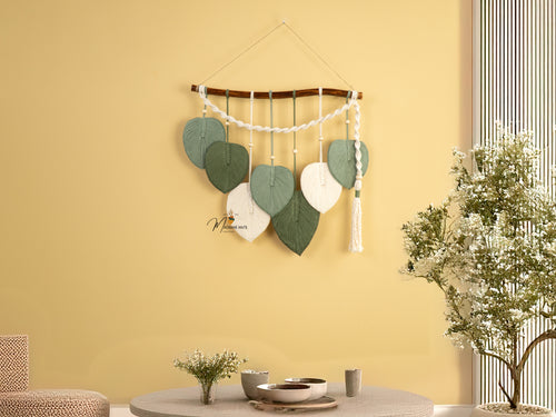 Handcrafted macrame leaf wall art, great for minimalist rooms    
