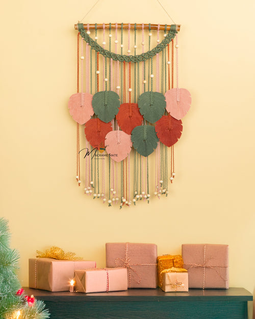 Natural macrame leaf, fits in boho or contemporary spaces      
