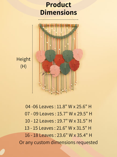 Handcrafted macrame leaf art, perfect for natural home accents     
