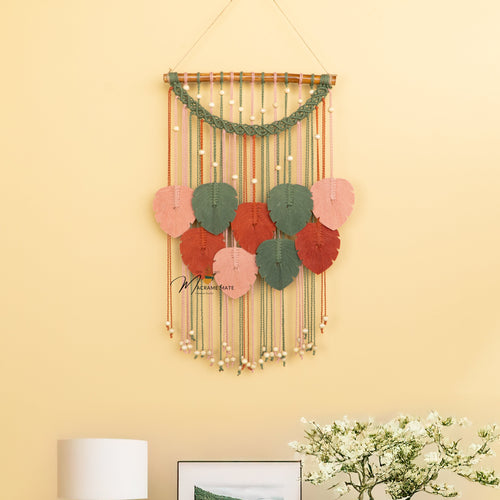 Handcrafted macrame leaf, perfect for minimalist or natural rooms    
