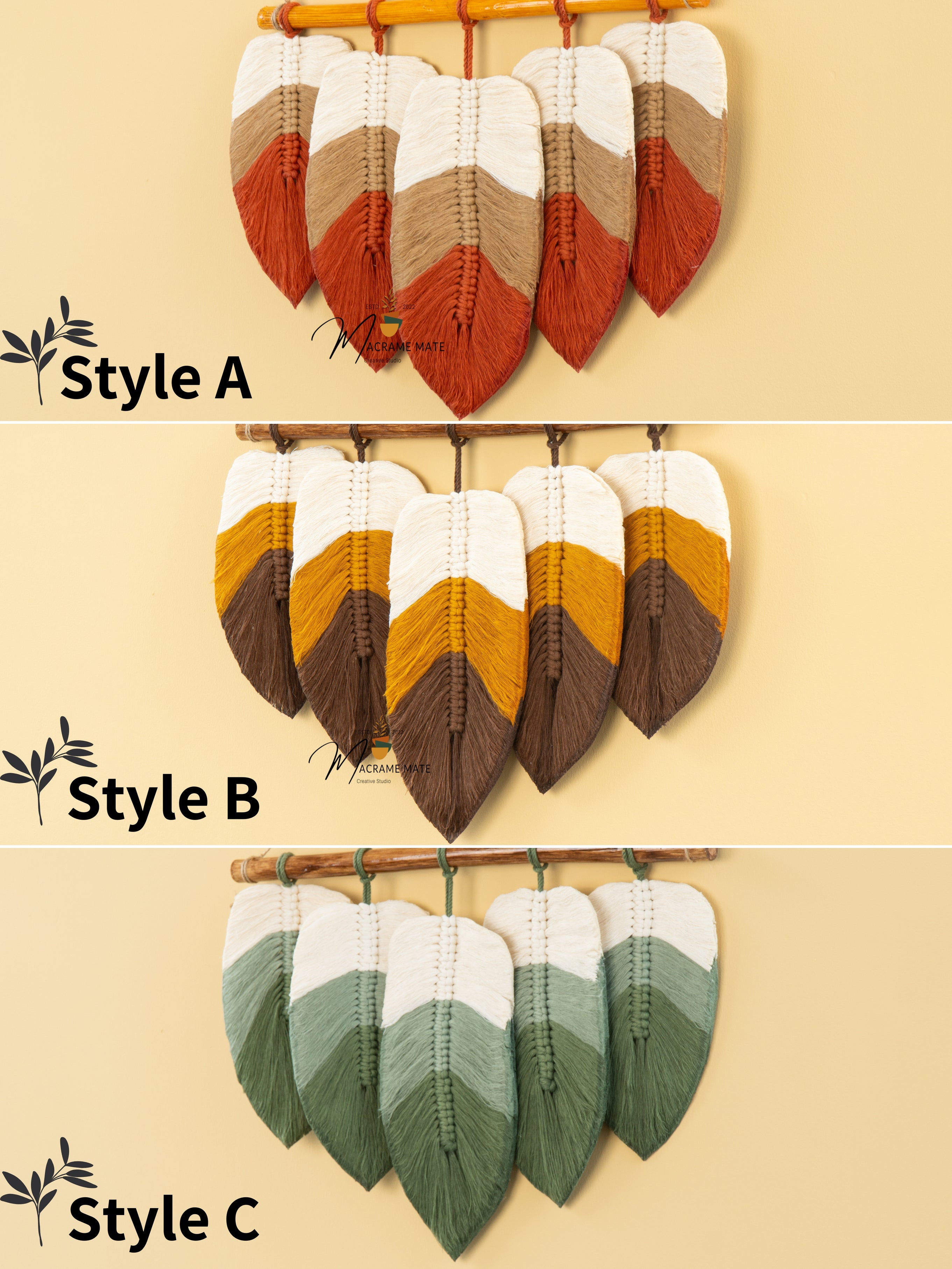 Macrame Leaf Wall Hanging Nature Palette