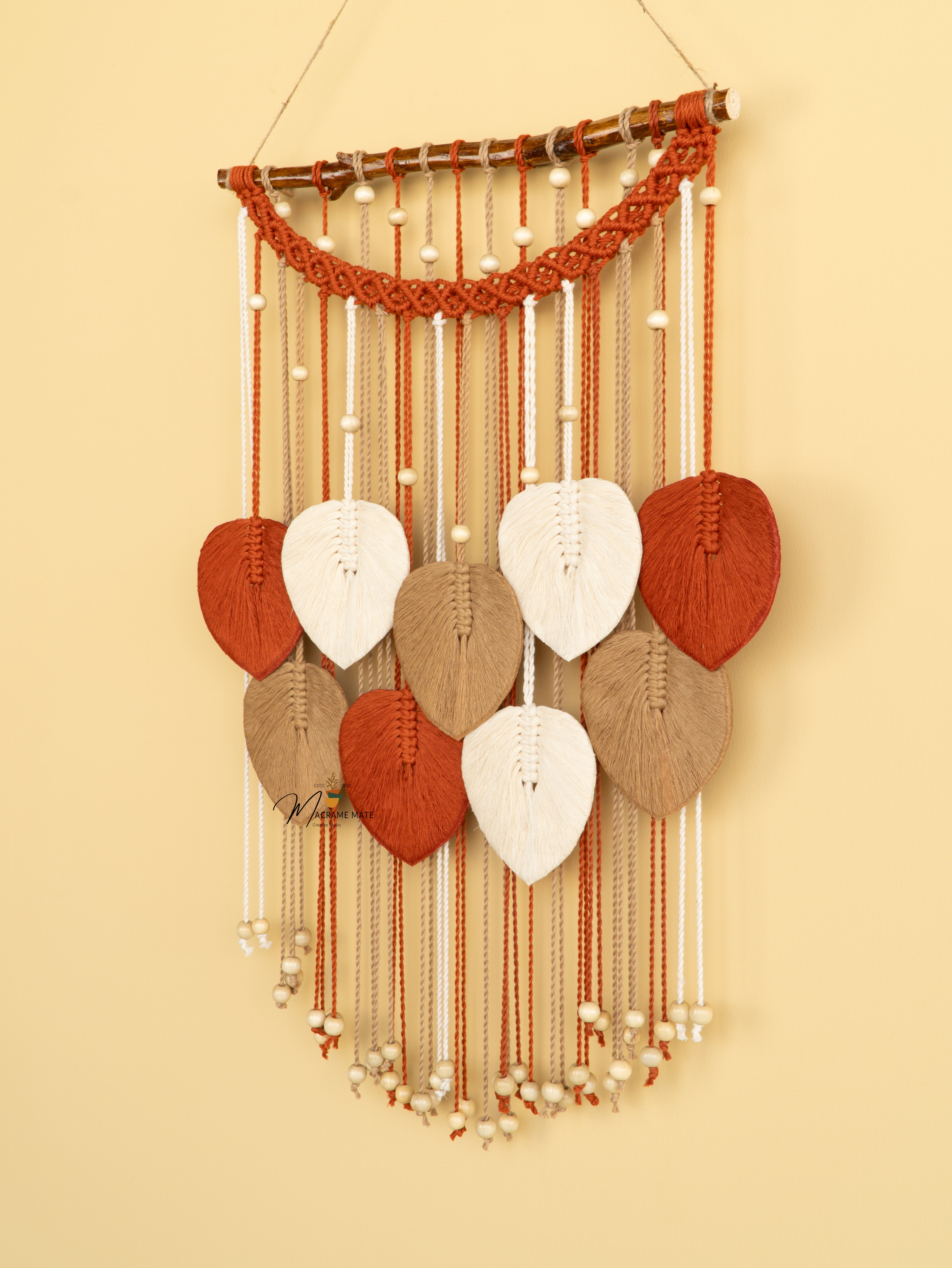 Macrame Leaf Wall Hanging Warm Hues