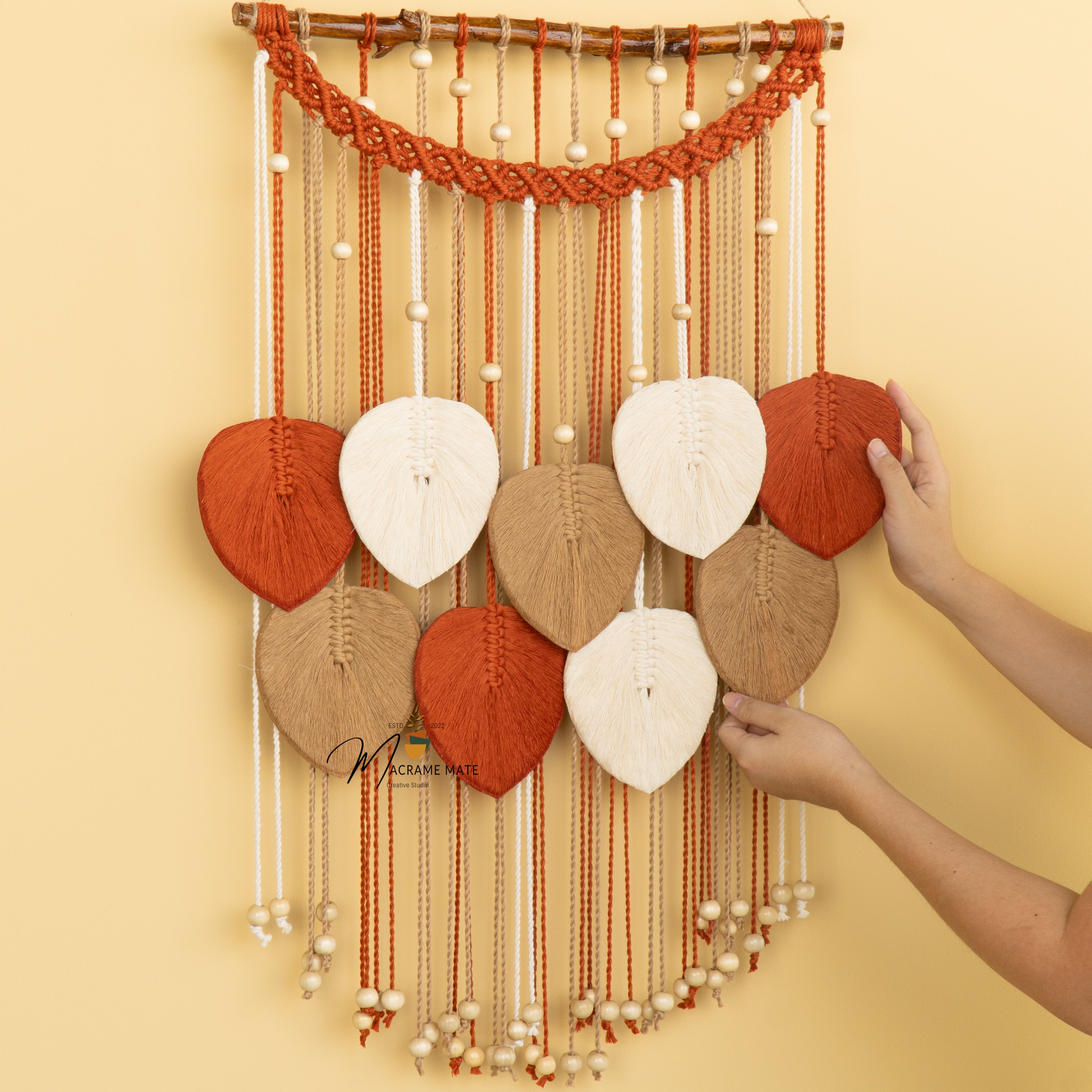 Boho macrame leaf hanging, ideal for simple or stylish homes     
